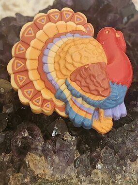 Hallmark Thanksgiving Turkey Brooch Colorful Fall Holiday Pin